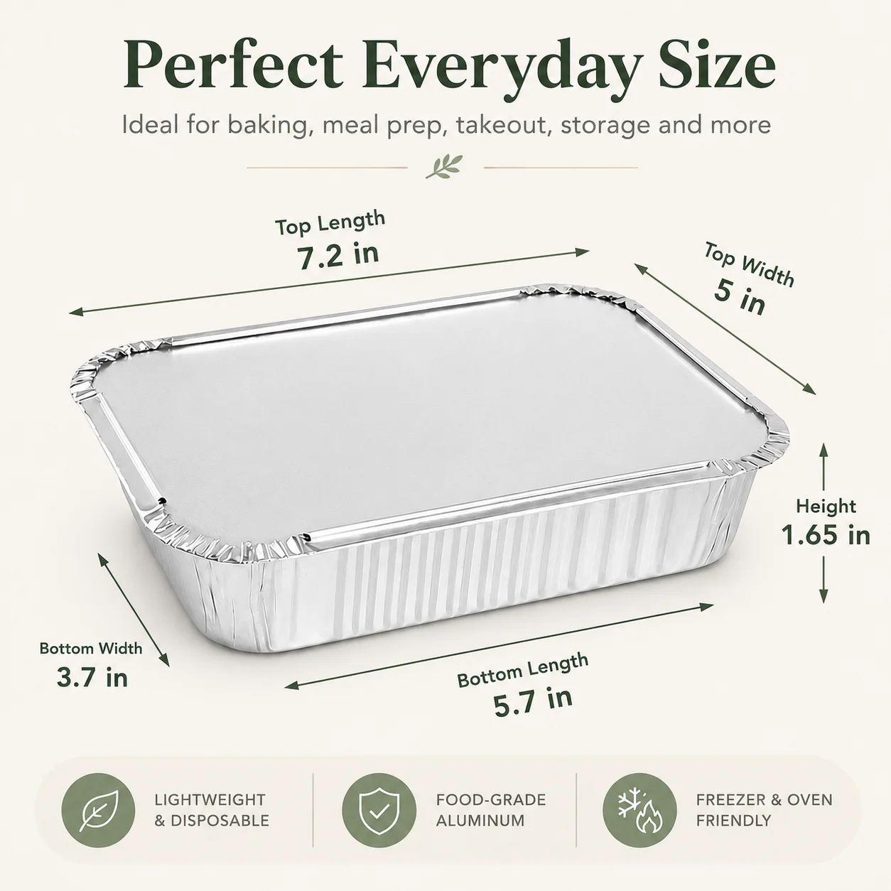 20 Pack 7.2x5 Inch Aluminum Foil Pans with Lids 1 Lb Rectangular Disposable Food Containers Heavy Duty Tin Foil Pans for Baking, Meal Prep, Roasting & Catering