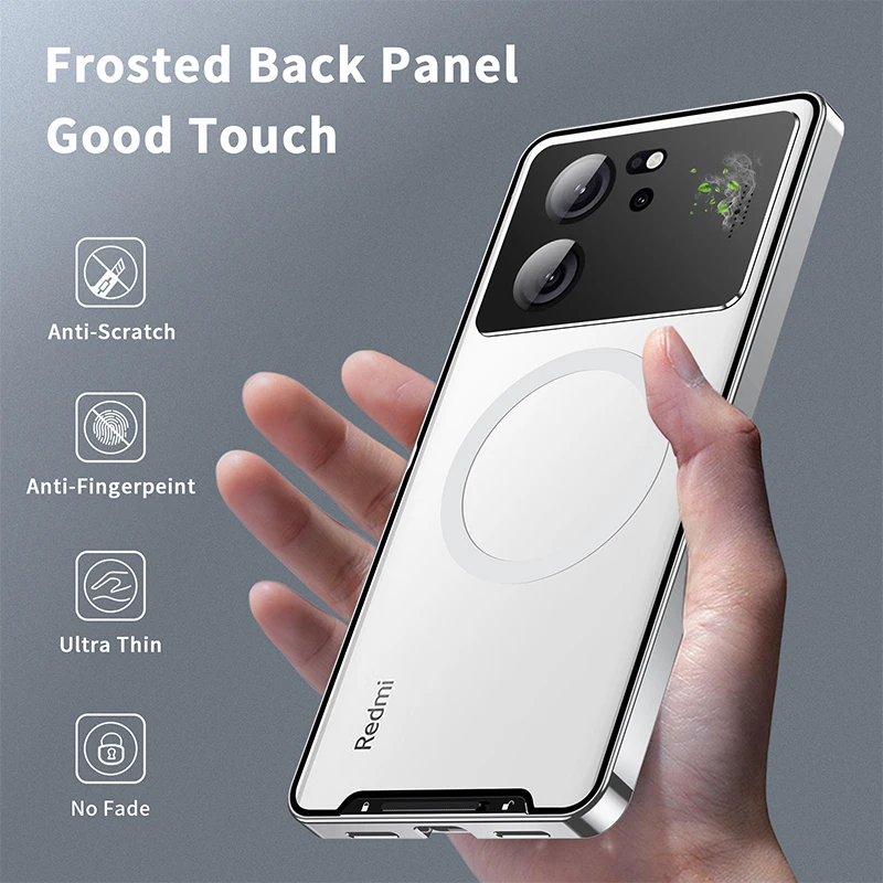 For Xiaomi 13T Pro 13T Case Metal Full Coverage Lens Magsafe Wireless Charge Charging Aromatherapy Anti Drop Protecting Cover image 4