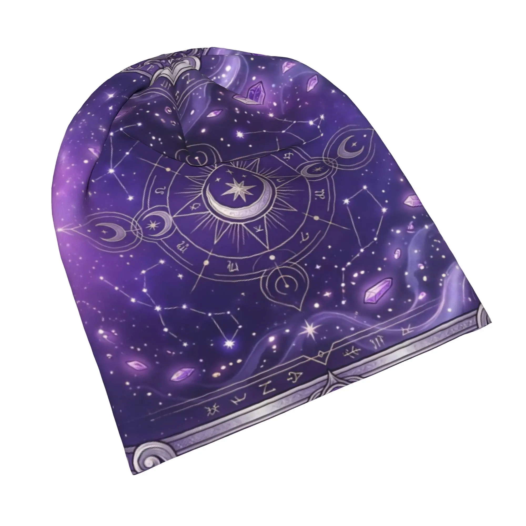 Sun and Moon Bonnet Hat Autumn Winter Outdoor Skullies Beanies Hat Mysterious Astrology for Men Women Warm Thermal Elastic Cap