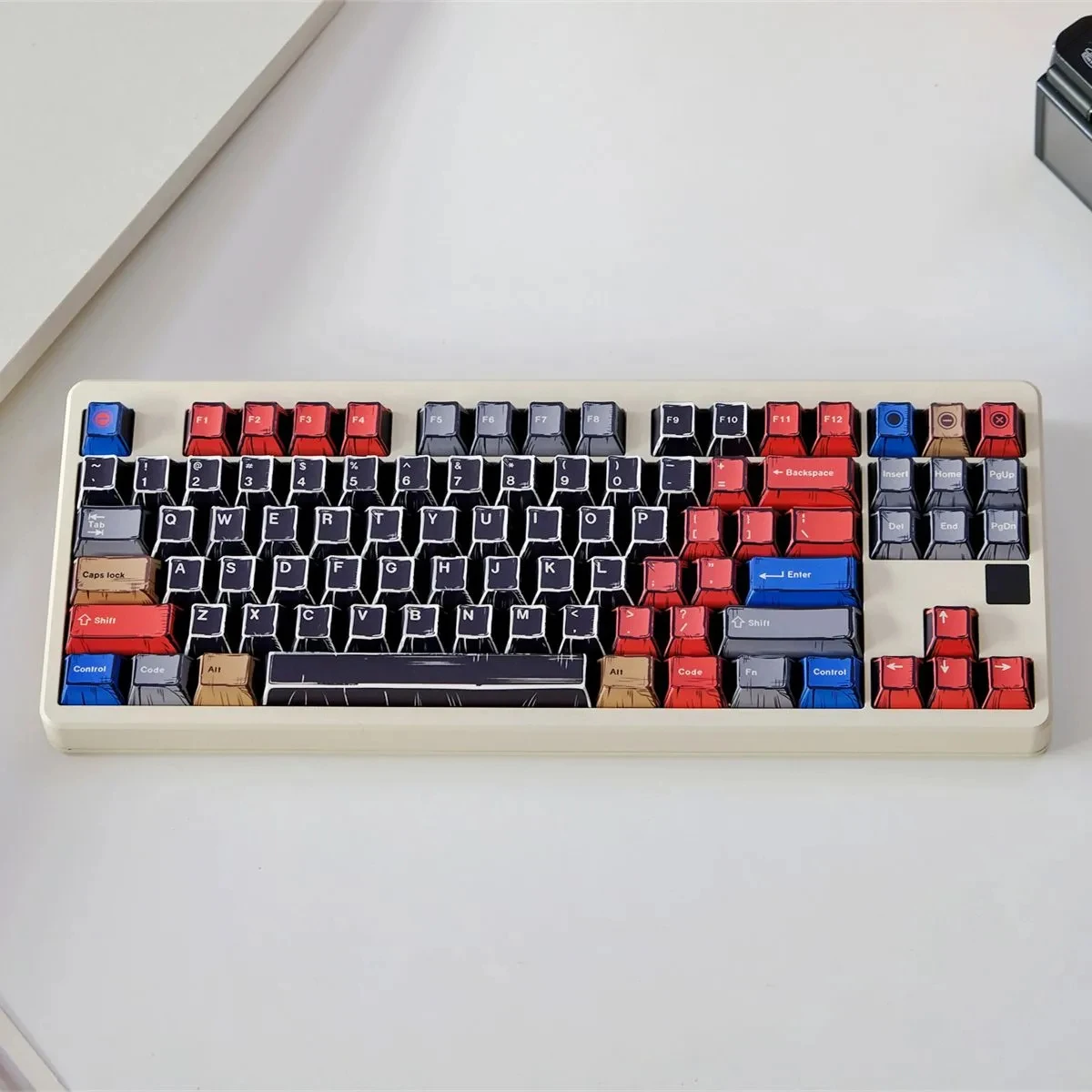 151 klawiszy Comic Dye Sublimation PBT Keycaps Black Mixed Lights Keycaps KR RU DE EN Layout Cherry Profile for MX Switches Keybaord