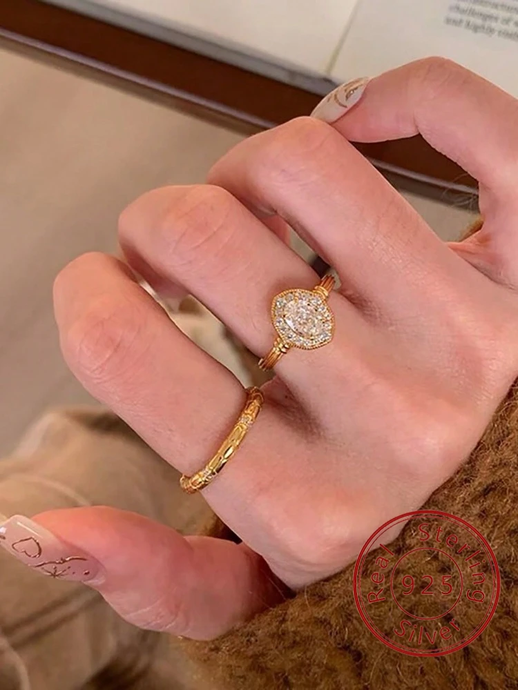 

925 Sterling Silver Personalized Roman Style Egg Zircon Ring For Women Anniversary Daily Party Luxury High Quality Fine Jewelry