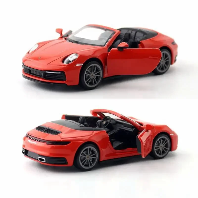 1:32 Porsche 911 Carrera Convertible Alloy Cast Toy Car Model Sound and Light Pull Back Children\'s Toy Collectible Birthday gift