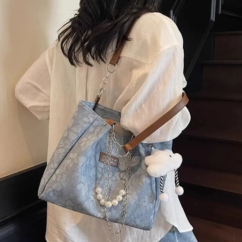 

Fashion Printed Large Capacity Women's Handbag Versatile 2025 New Casual Texture Shoulder Bag Korean Version Commuting Tote Bag