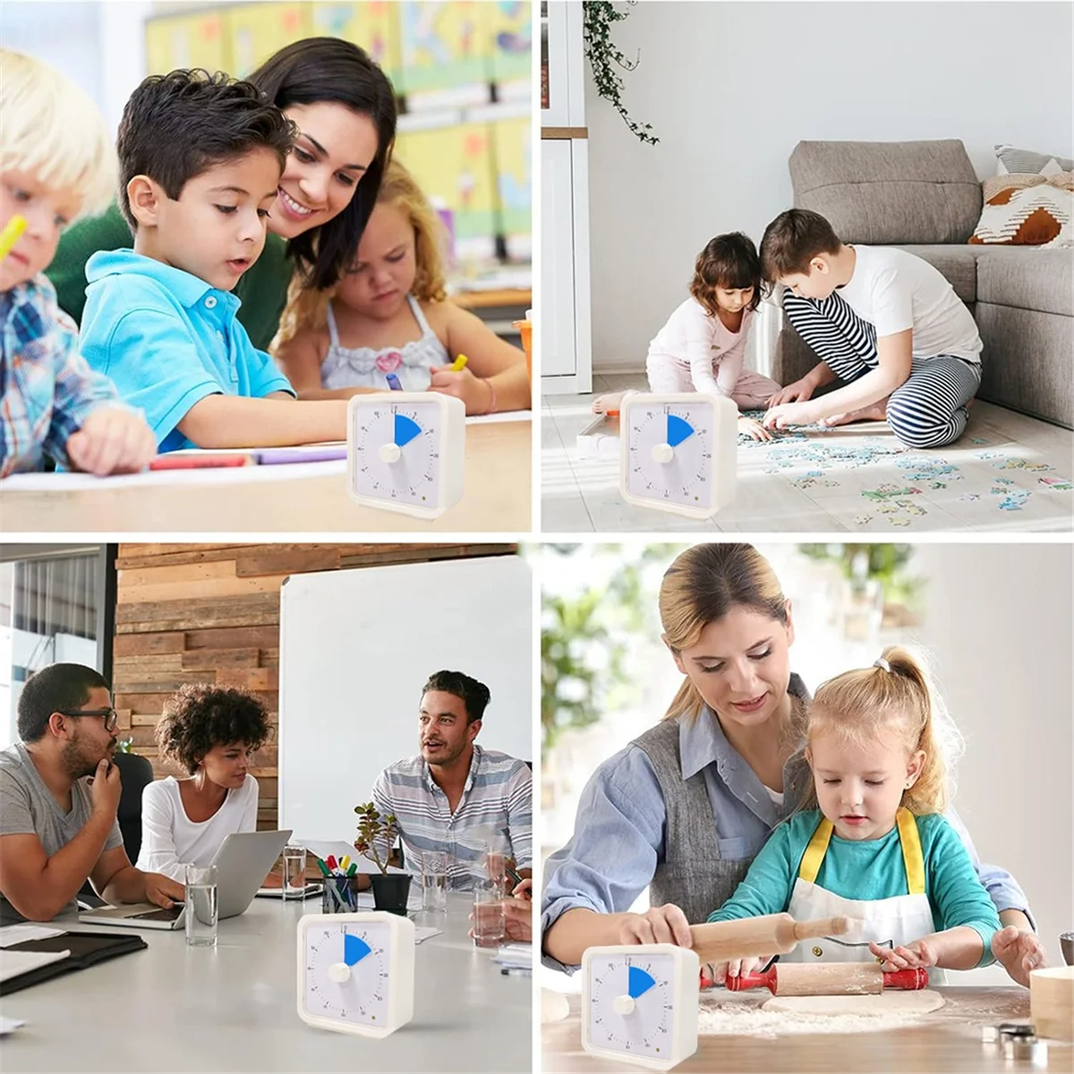 60-Minute Visual Timer for Kids, Time Management Tool Study Classroom Timer, Pomodoro Timer with Silent Operation Blue