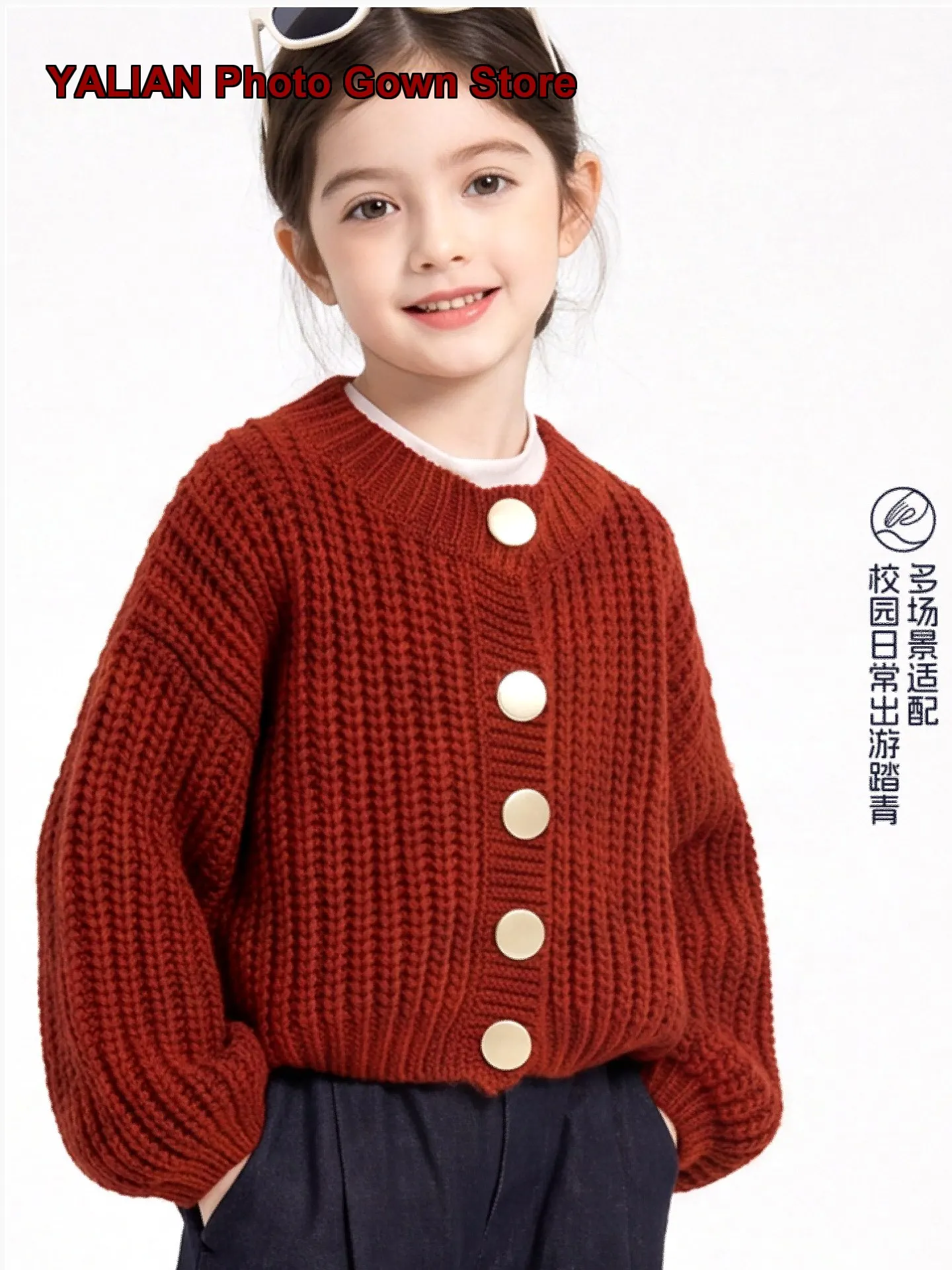 Girls Spring Autumn Red Casual Jacket Teens Knit Top for Children Kids Older Kids