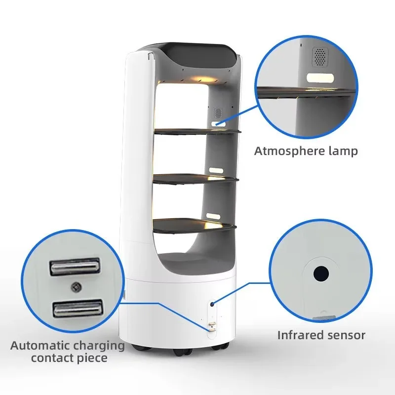 Food Delivery Robot Customizable Shell Service Robot Suitable For Hot Pot Restaurant Western Restaurant And Tea House Usage