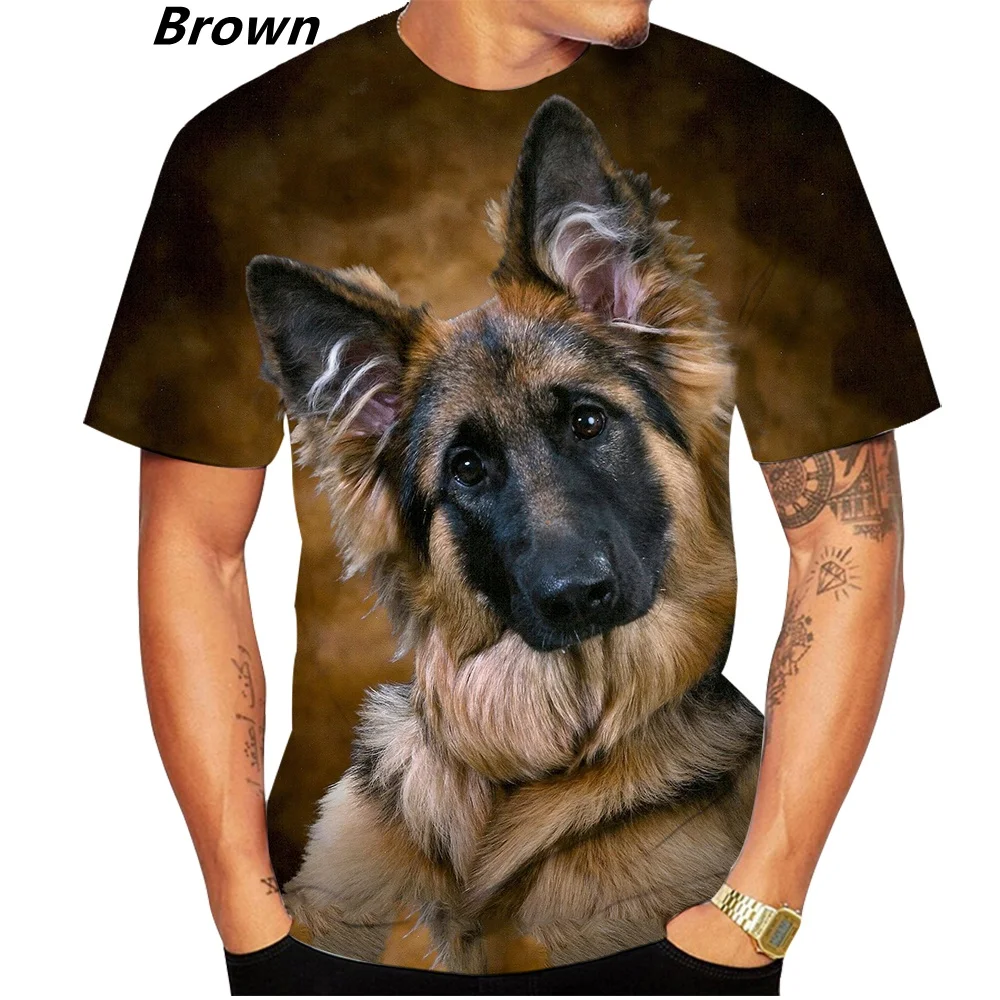 New Design Cute Pet Dog German Shepherd 3D Print T-shirt Funny Stylish Mens and Womens Casual Short Sleeves  Personality T-shirt