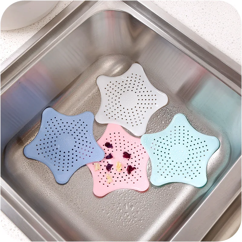 

10pcs Creative Pentagram Floor Drain Sewer Filter Mesh Silicone Floor Drain Sink Bathroom Kitchen Accessories Basin Drainage
