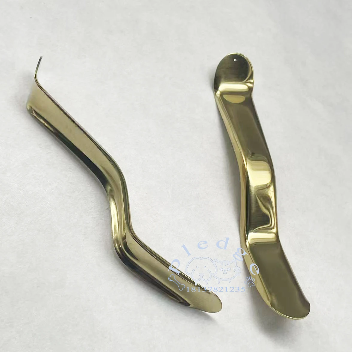 Golden Handle Pet Dental Cheek Lip Retractor S-Type Smooth Metal Oral Retractors for Dog Cat Veterinary Examination Surgery Tool