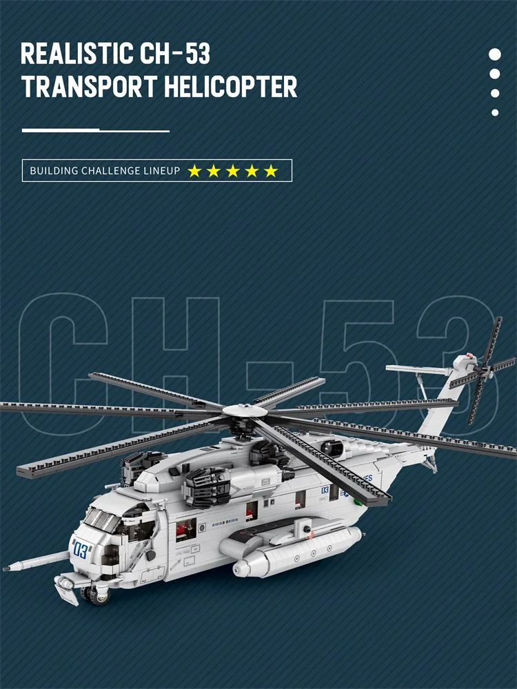 MOC-Helicóptero Modelo Blocos de Construção, Tijolos Militares, Brinquedo Presente para Meninos, CH53, 2192 Unidades