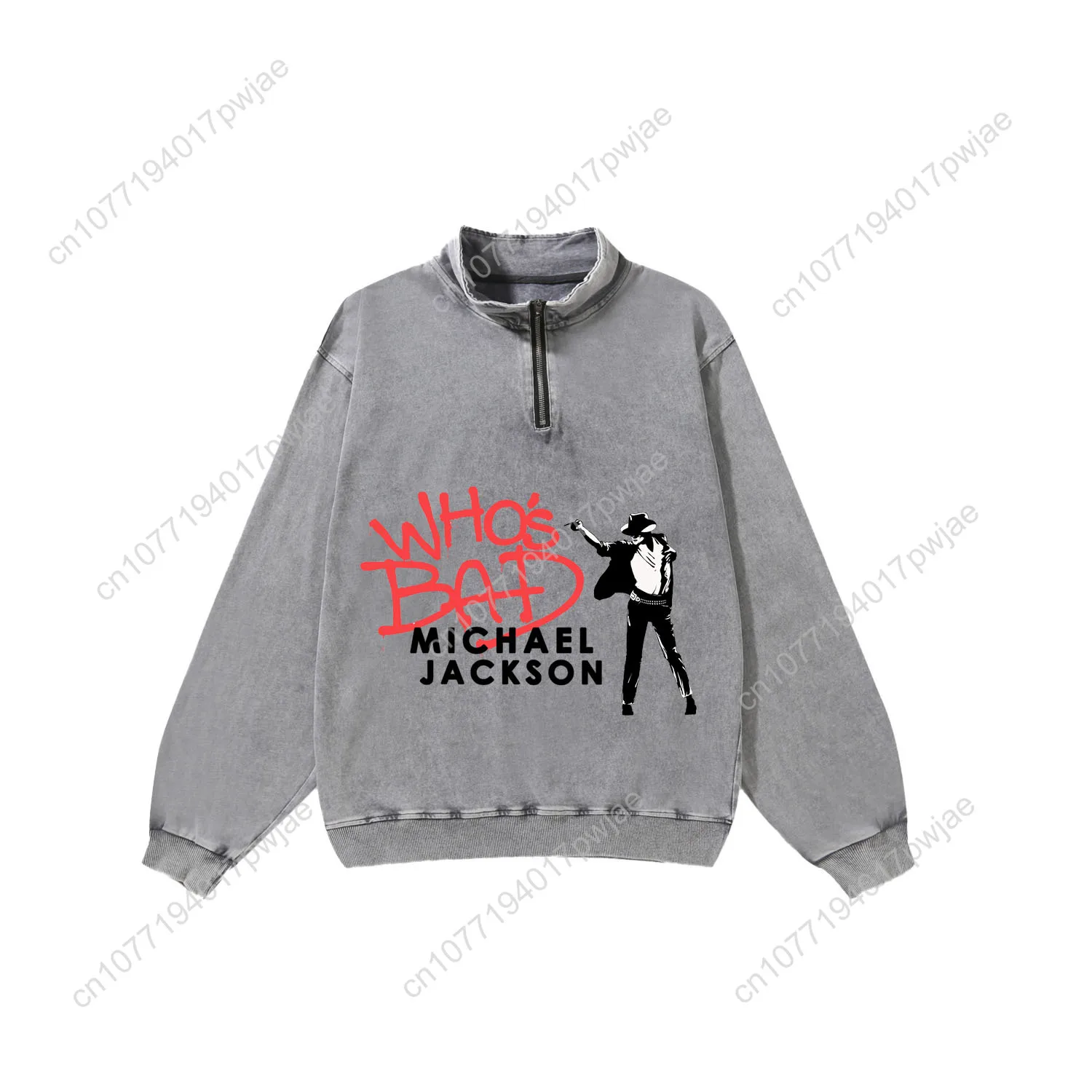Michael Jackson Singer Custom Retro Sweatshirt Mans Womans Half Zipper Vintage Sweat Shirt Photo CustomMade Long Sleeved Tshirt
