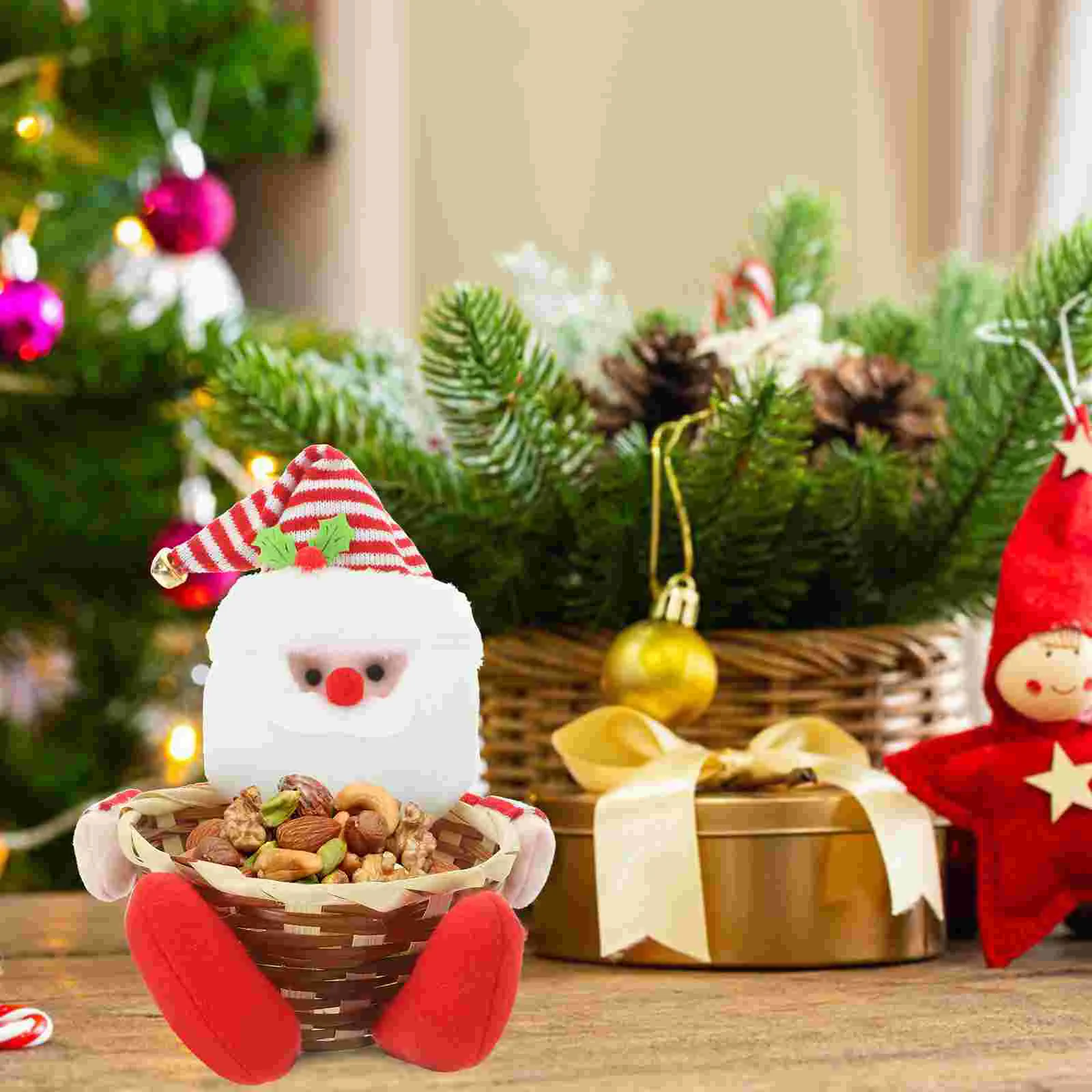 Gifts Santa Claus Snowman Candy Basket Xmas Holiday Storage Container Christmas Household Holder Desktop Adornment Elder