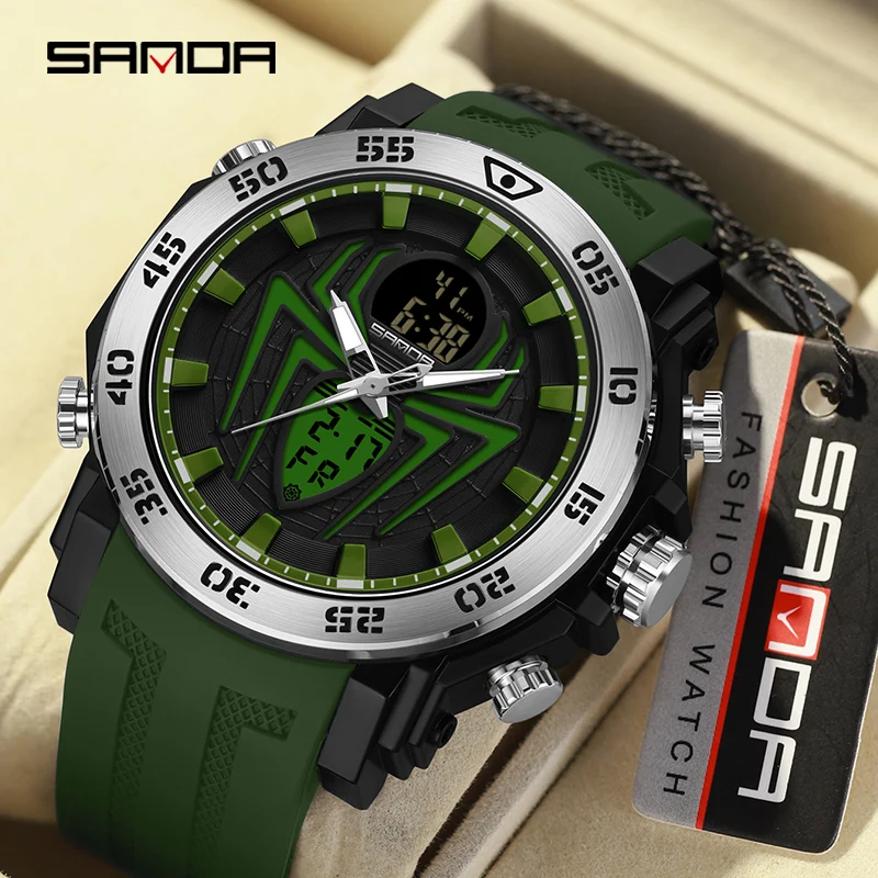 

SANDA Outdoor Sports Multifunctional Dual Display Watch Luminous Waterproof Fashion Military Watch Men Timer Alarm Clock Reloj