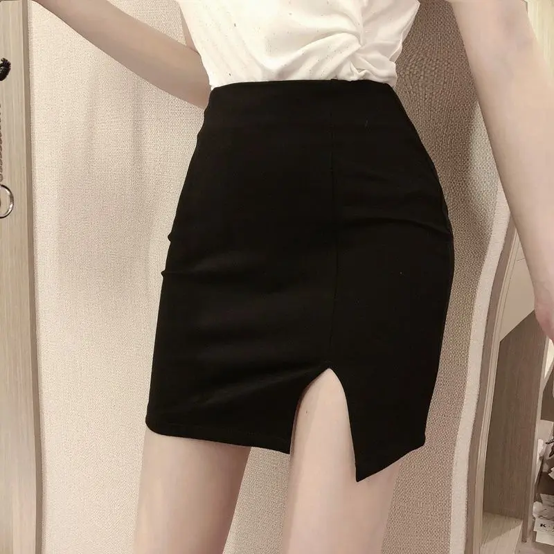 Hot Girls In Sexy Mini Women Skirts Short with Side Slit Hip Wrap Chic and Elegant Woman Skirt Korean Style Fashion High Waist