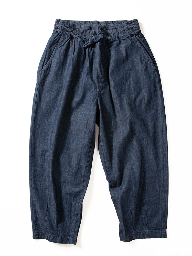 

Мужские летние тонкие джинсы из хлопка с эластичной талией, однотонные, прямые, свободные, широкие, повседневные брюки, модные