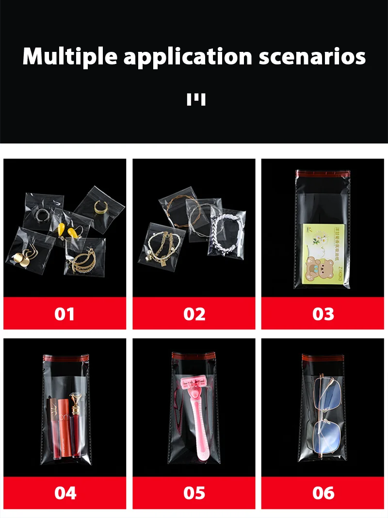 100PCS Opp Selbstklebende transparente Plastiktüte Kleidung Schmuck Verpackung Selbstklebende Keks Süßigkeiten Verpackung Zellophanbeutel – Detail 10