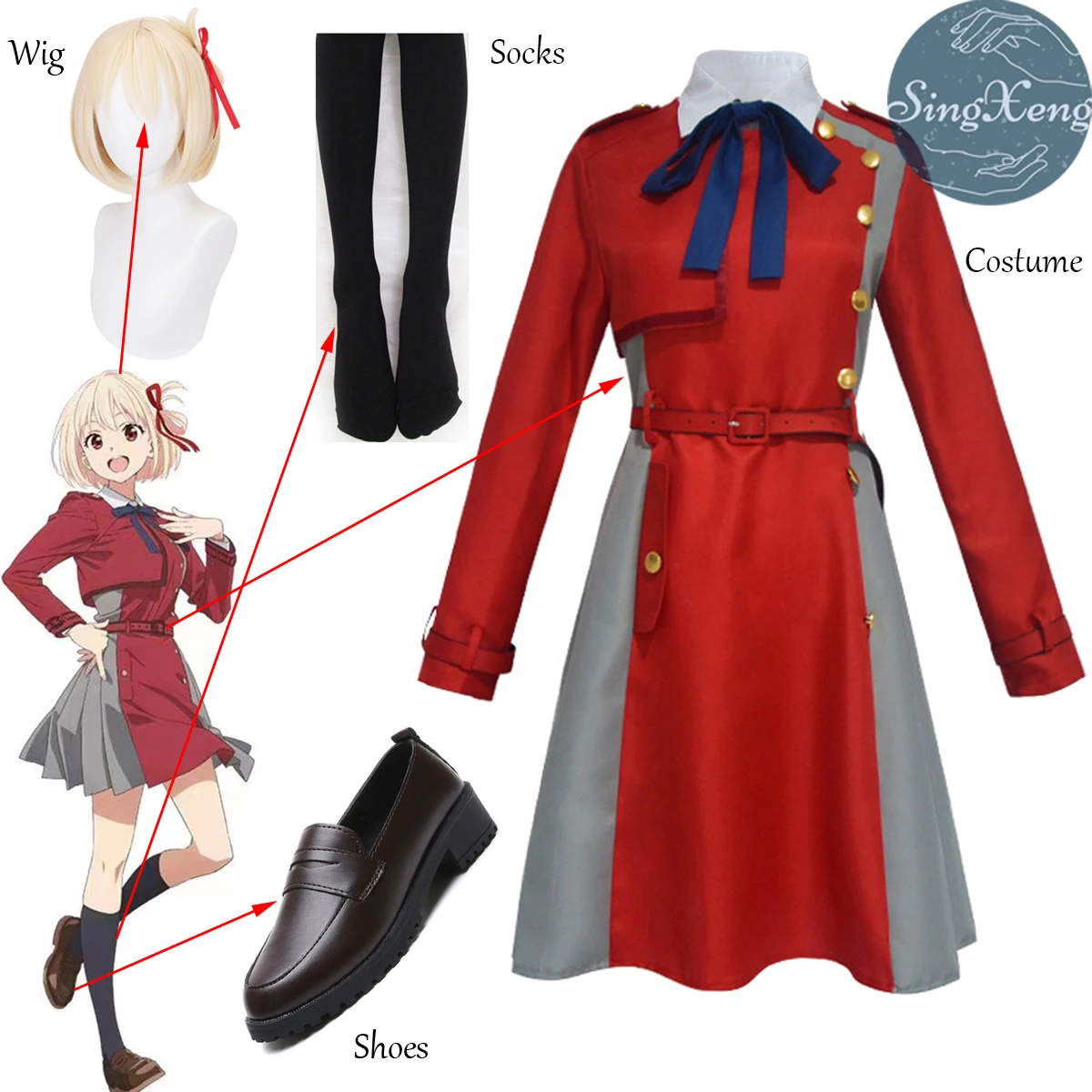 

Аниме Lycoris Recoil Косплей Костюм Nishikigi Chisato Косплей Платье Униформа Женский Костюм На заказ Хэллоуин