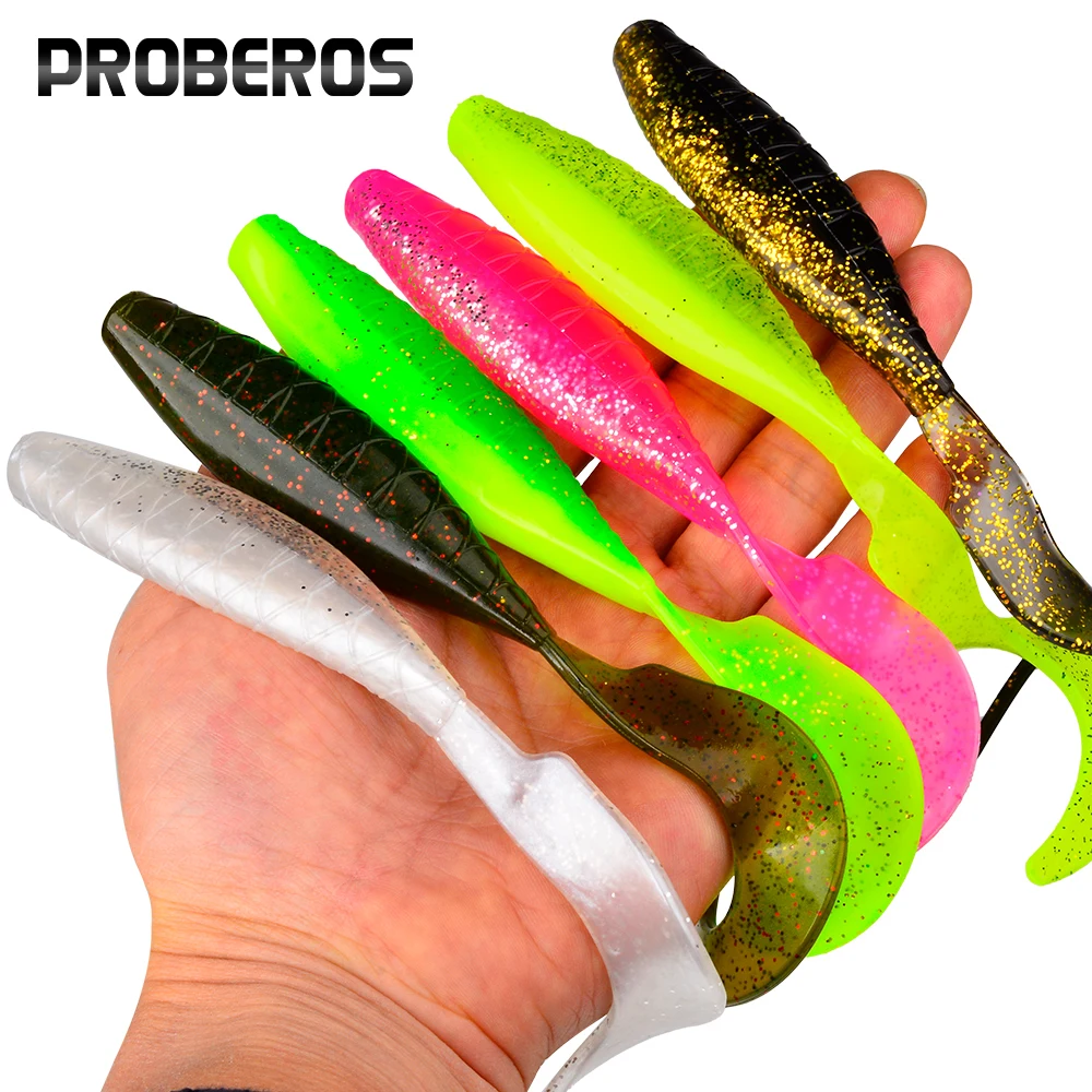PROBEROS Señuelo de Pesca de Plástico Suave con Cola en T, 2 Unidades/Bolsa, Cebo Artificial en Forma de Pez Aerodinámico, 16cm-23.4g, Señuelos para Peces Barracuda