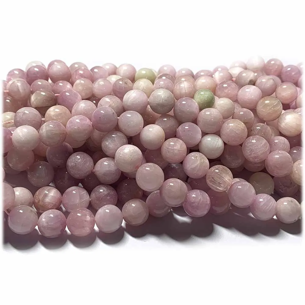 Veemake Natural Green Pink Purple Kunzite Spodumene Hiddenite Cat's Eye Round Loose Beads Gemstone 08318