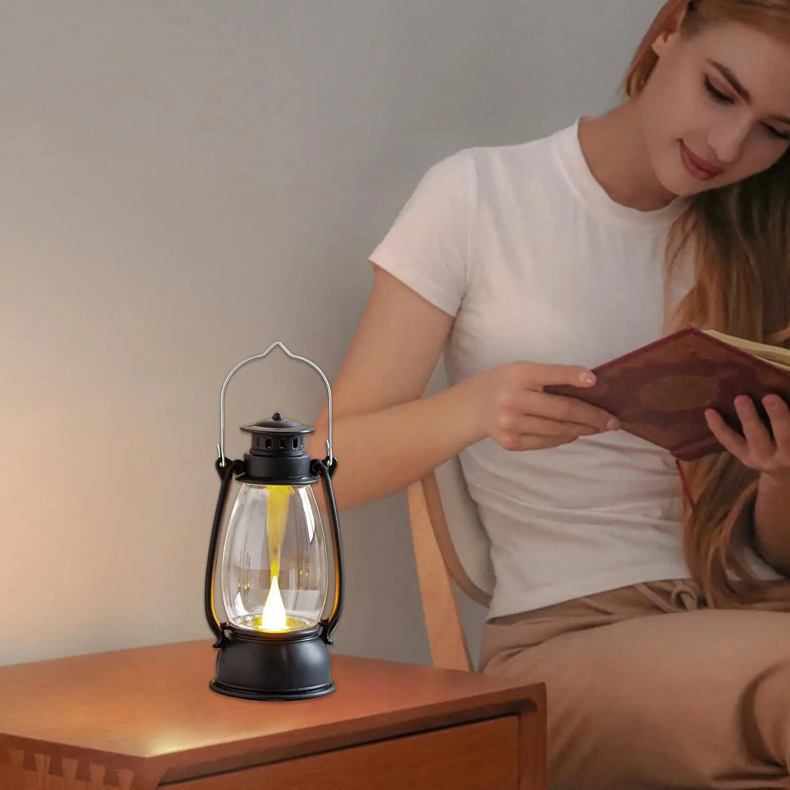 Vintage Lantern LED Camping Lamp Warm Color LED Lantern Lamp Handle Portable for Camping Hiking Fishing Outdoor Backyard Garden