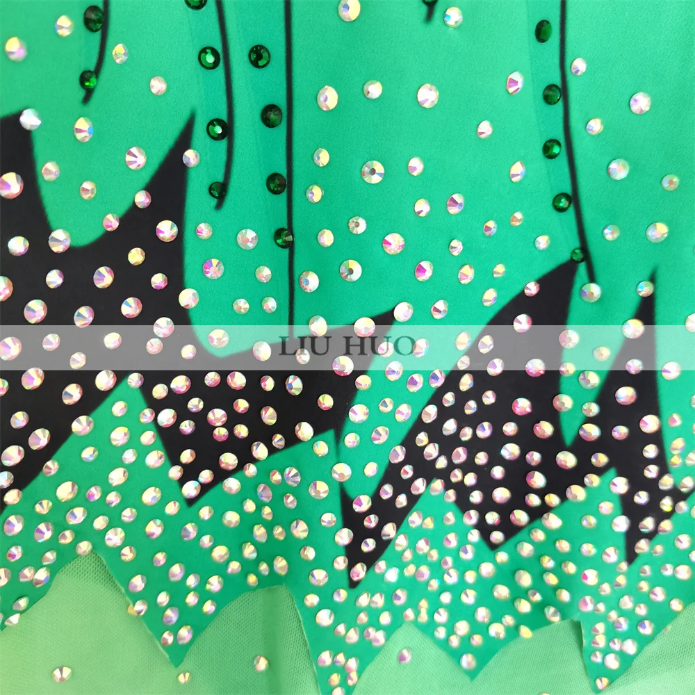 LIUHUO justaucorps de gymnastique rythmique personnaliser adulte femmes fille Costume Performance compétition robe de danse enfants adolescents enfant vert