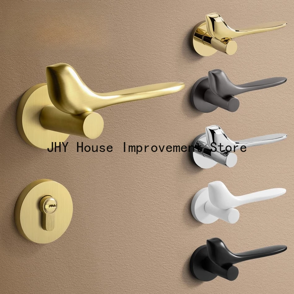 

1 Pair Grey Gold Bird Door Handle Indoor Bedroom Bathroom Silent Door Handles Modern Hardware Door Knob