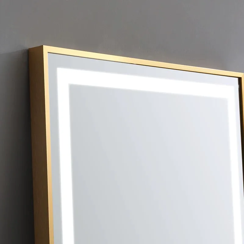 أزياء سبائك الألومنيوم الإطار كامل الجسم مرآة الجدار شنقا غرفة نوم تركيب مرآة مع مصباح ليد واضح كامل الجسم مرآة الغرور #2