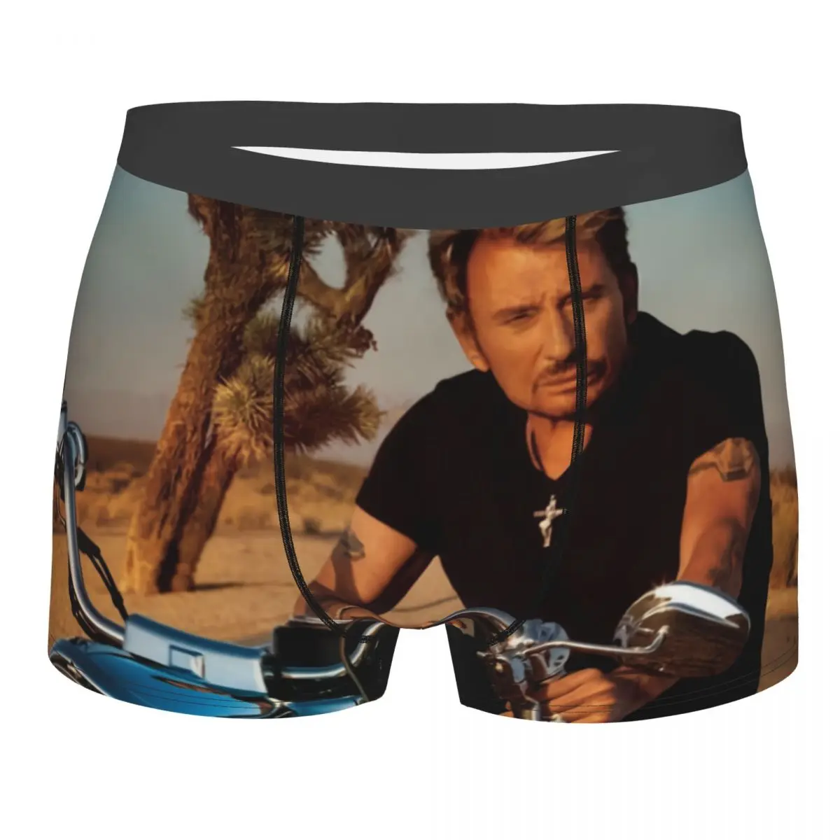 

Мужские эластичные трусы-боксеры с изображением французского рок-певца Джонни Холлидея