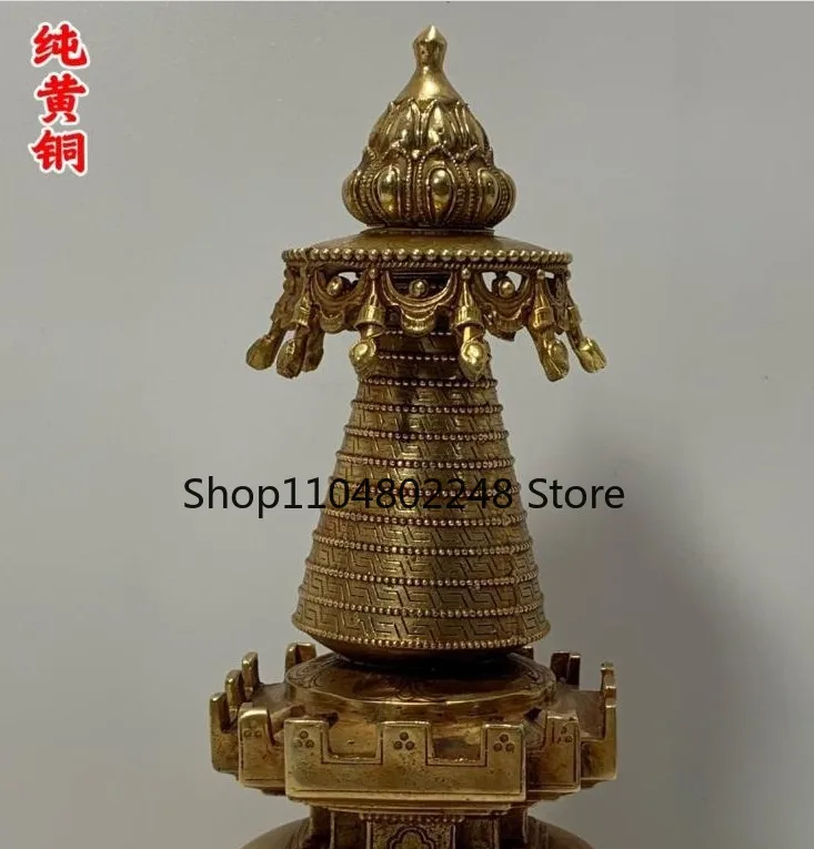 20cm Buddha Stupa Pagoda Tower Statue Tibetan Buddhism temple bronze Gilt