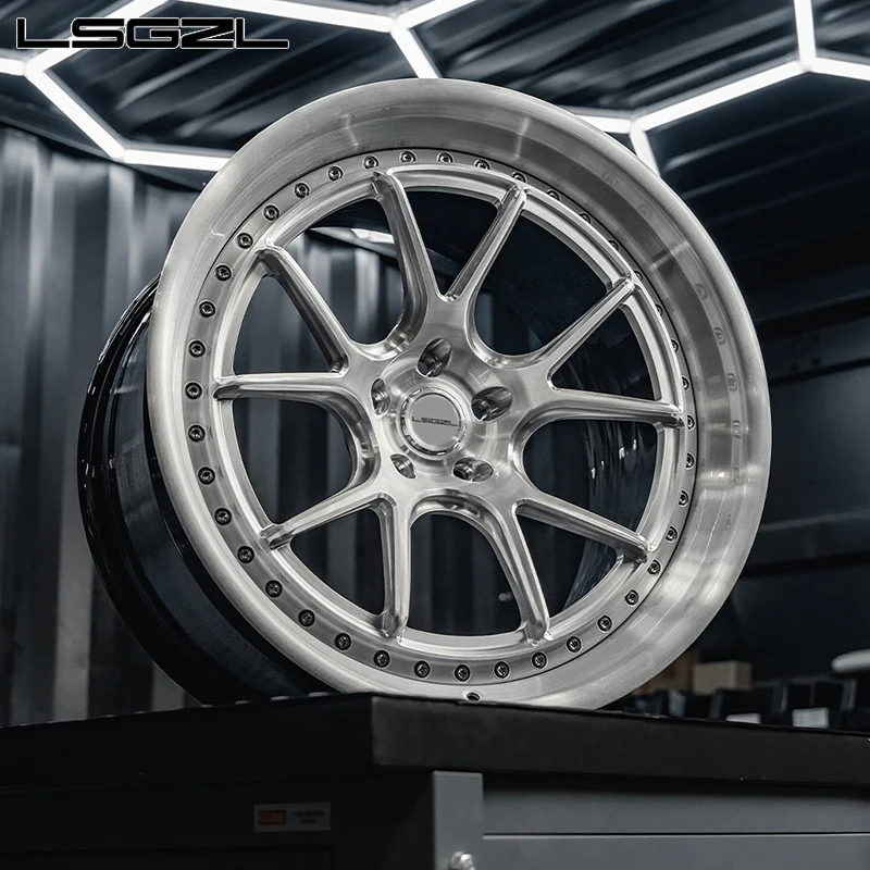 

3-pieces Aluminum Forged Wheels Passenger Brushing20 22 Wheels 5x114.3 5x112 5x130 For Brand Car Wheels For RR