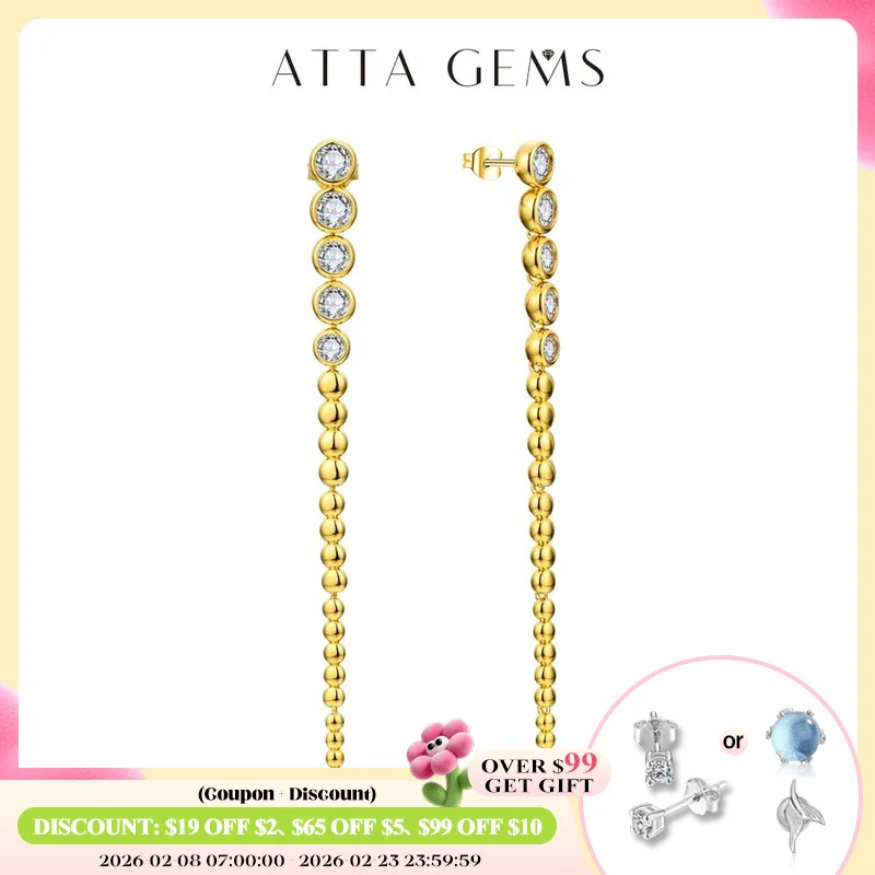 

ATTAGEMS 2024 Luxury Diamond Moissanite Drop Earrings for Women Orginal S925 Sterling Silver 18k Plated Wedding Jewelry Travel