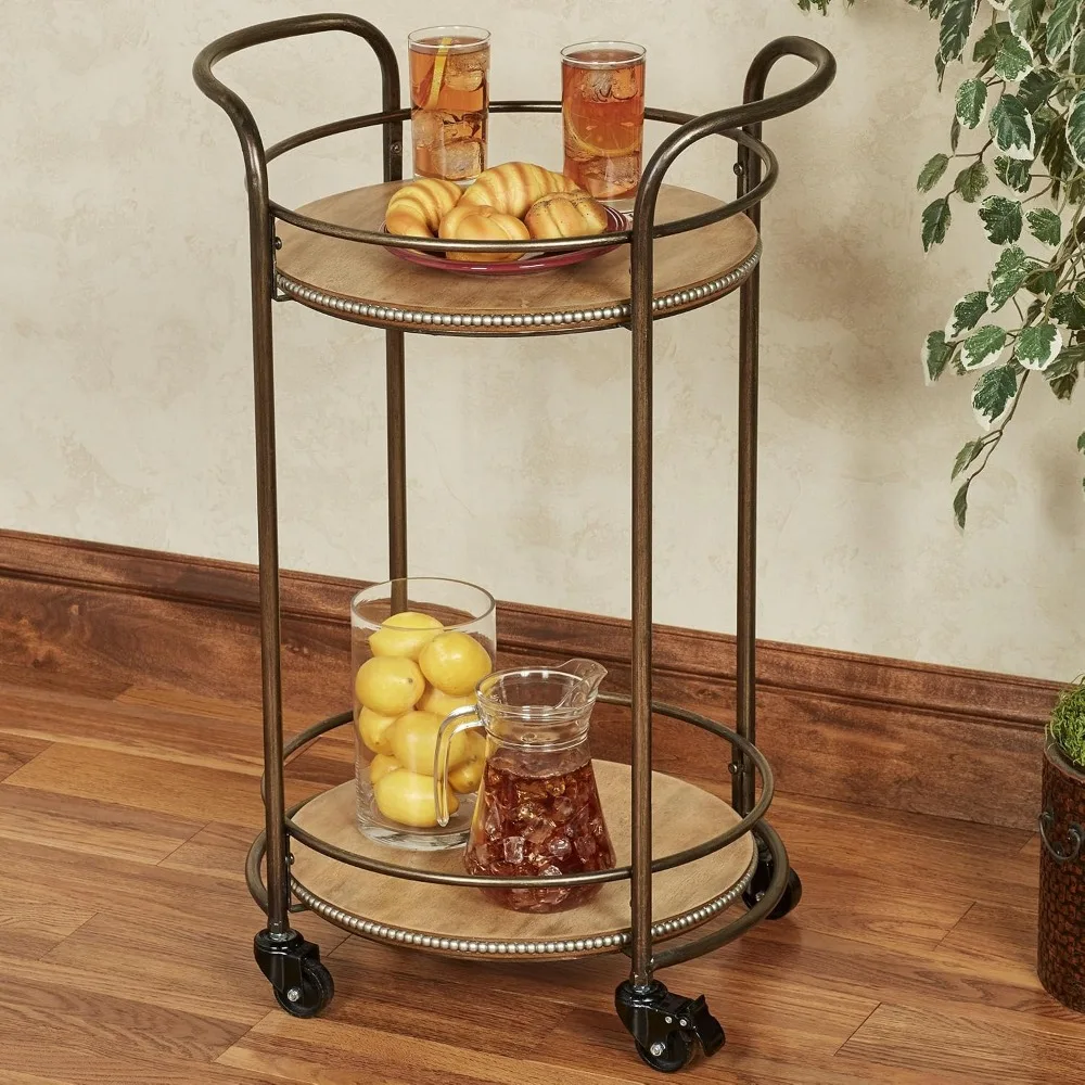 Touch of Class Santo Bronze Rolling Serving Cart with Locking Caster Wheels