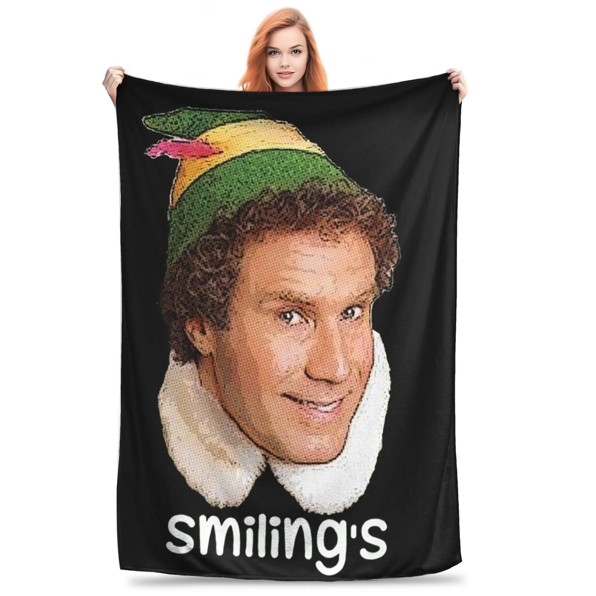 Smiling's my favorite Buddy The Elf Movie Will Ferrell Blankets Soft Warm Flannel Throw Blanket Bedspread Picnic Travel Home