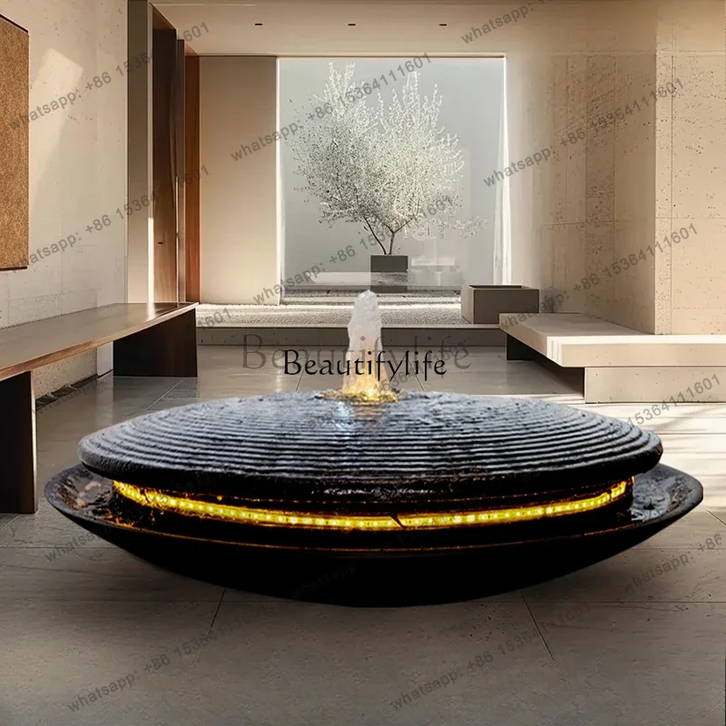 LXFlowing water fountain water feature modern simple home decoration lucky stone water bowl ornament cornucopiaSSS