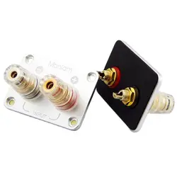 Home Audio 2 Bit Crystal Terminal Plated Banana Jack Socket Binding Post Speaker Board Sound Plug Connector Aluminum Alloy Box