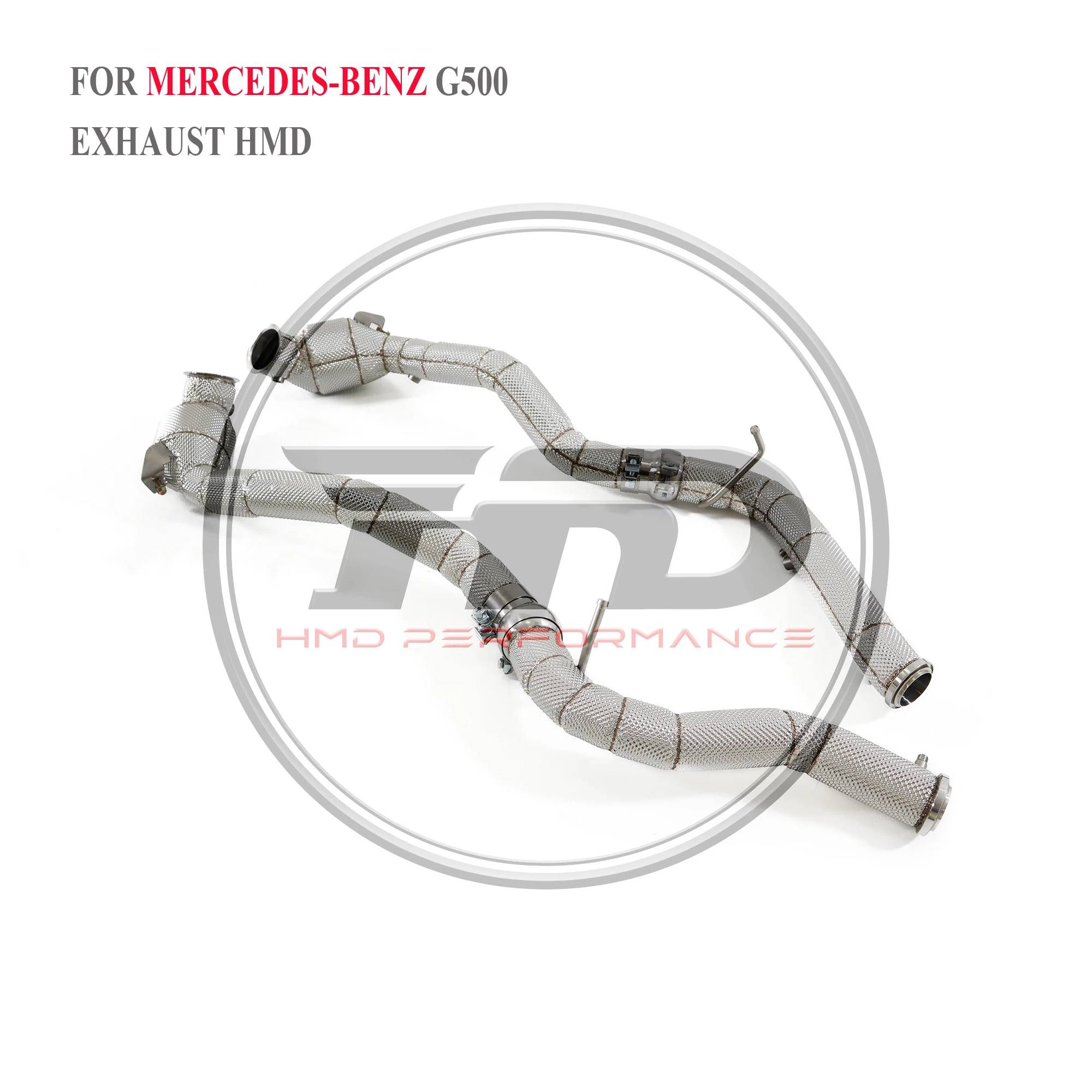 HMD Exhaust System High Flow Performance Downpipe for Mercedes Benz G500 G63 G65 W464 With Heat Shield Racing Pipe