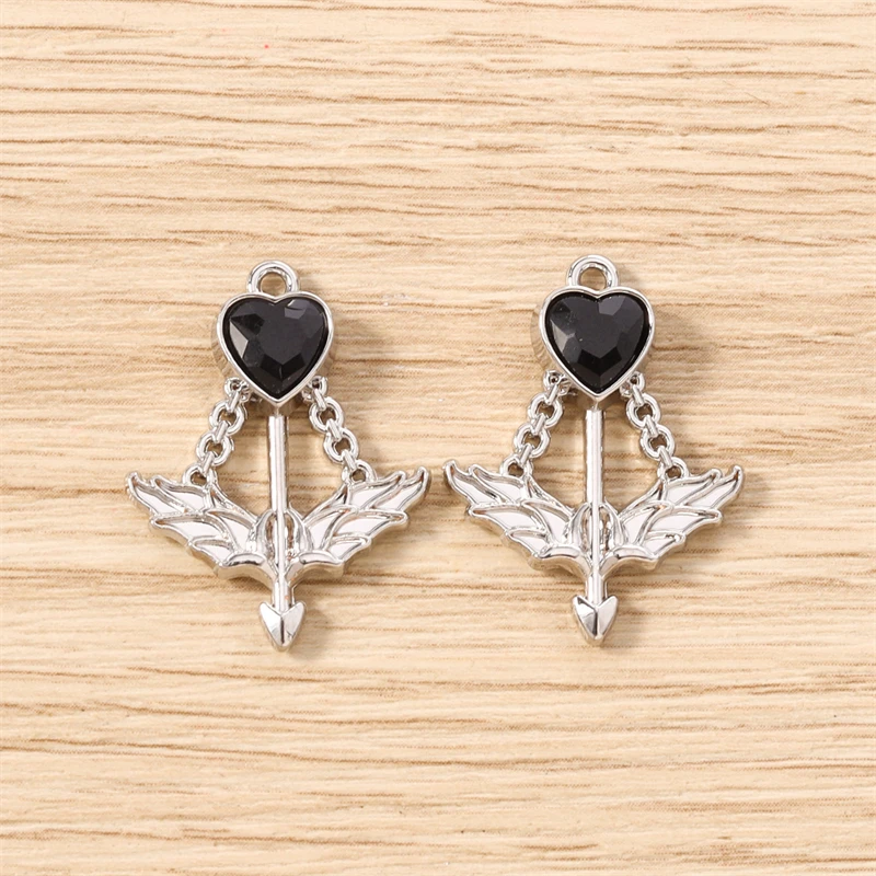 5 Stück 19x16mm Niedliche Kristall-Metall-Pfeil-Anhänger für Schmuckherstellung, Ohrhänger, Halsketten, Armbänder, DIY-Bastelbedarf – Detail 15