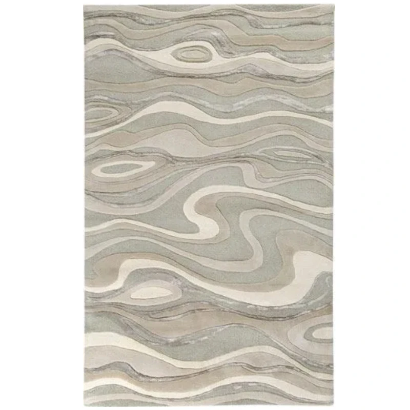 Sage Green And Beige Fluid Patterns Mimicking Stone Texture Elegant Contemporary Carpet For Luxury Home Accent