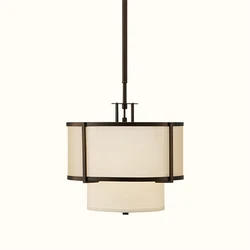Modern Double Layer Fabric Simple Pendant Lights Living Room Study Art Lighting Bedroom Home Decoration Art LED Pendant Lamps