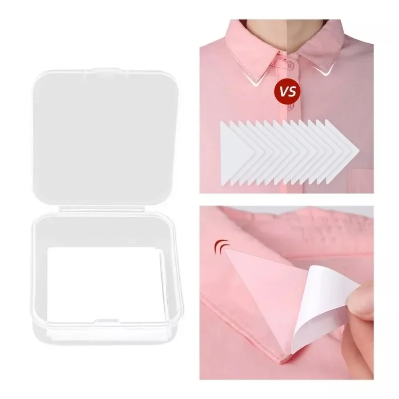 10/30/60PCS Collar Sticker Polo T-Shirt Stand Collar Shaper Fixed Pads Anti-roll Adhesive Clear Triangle Tape