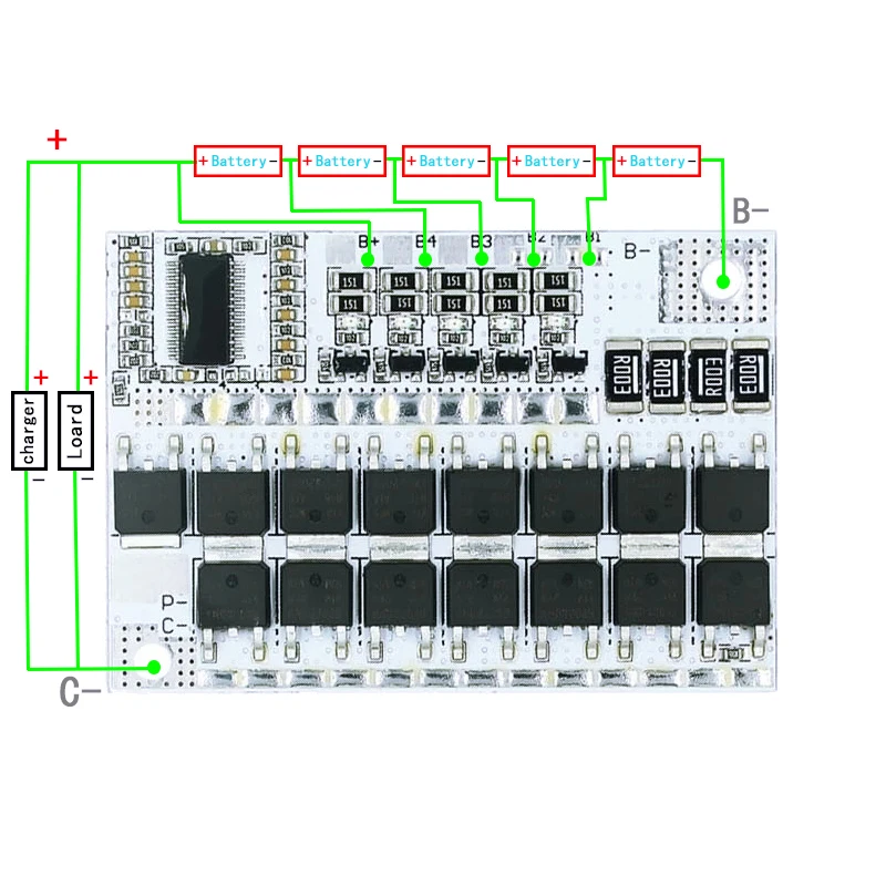 Imagem -06 - Placa de Circuito da Proteção da Bateria do Lítio Carregamento do Equilíbrio do Li-polímero Li-íon Lmo Ternery 12v 16.8v 21v 3.7v 100a 3s 4s 5s Bms