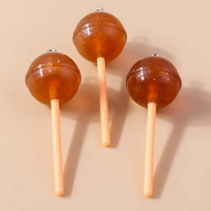 Leslie 10 Stück Harz 3D Süße Bonbon-Lollipop-Anhänger für Ohrringe Halsketten Kawaii Lollipop-Anhänger Handgemachtes Schmuckzubehör – Detail 7