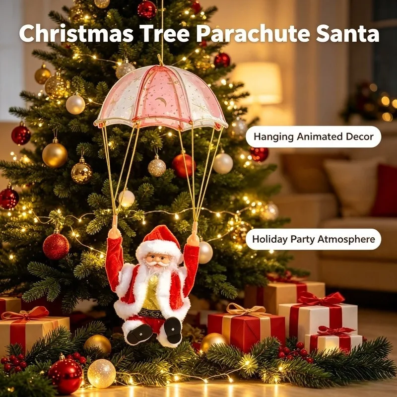 Electric Dancing Santa Claus, Animated Christmas Figure with Parachute Design for Holiday Home Party Decoration