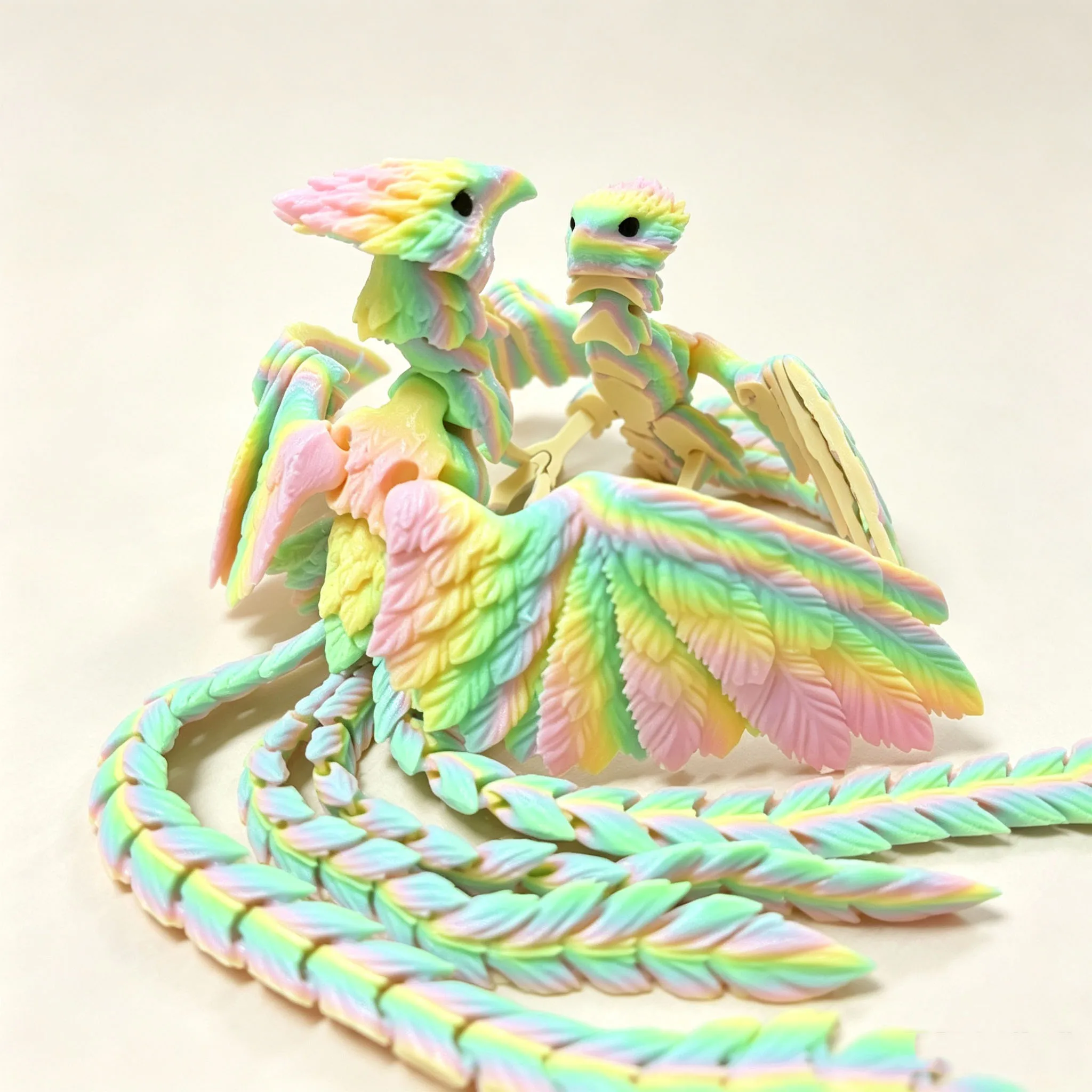3D Printed Articulated Phoenix Figurine Moving Joints Fidget Toy Fantasy Bird Mythical Creature Desk Decor Collectible Gift
