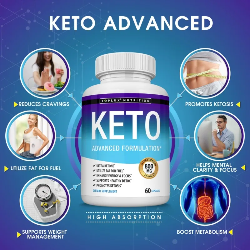 Keto Capsules Ketosis Supplement Ketones for Weight Management, Desire, Energy, Fat Burning, Lean Belly, Muscle 60 Capsules