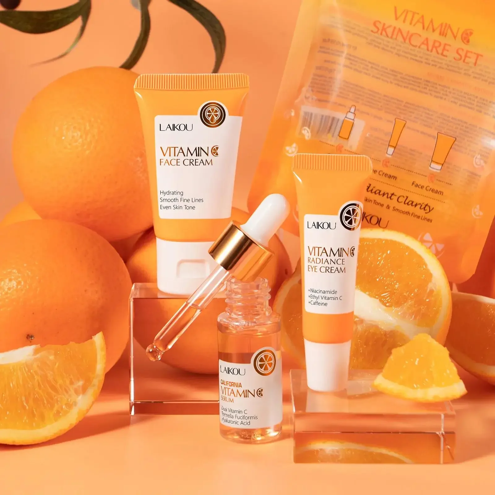Professional Vitamin C Skincare Kit Moisturizer Treatment Set For Glowing Skin 3 Piece Collection