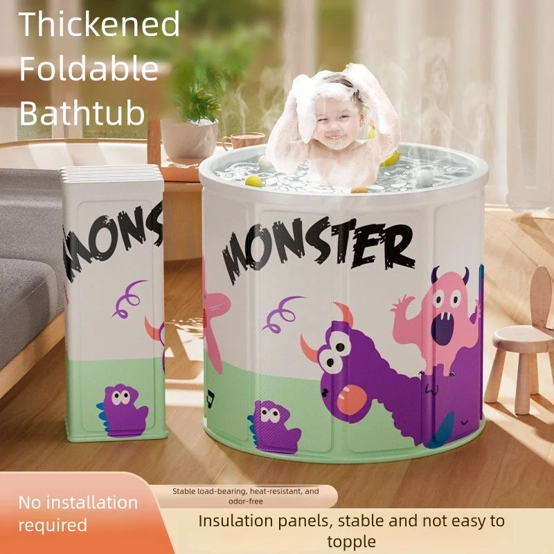

Foldable Little Monster Baby Bathing Bucket Thickened Household Bath Basin for Children - Easy Storage And Portable Design