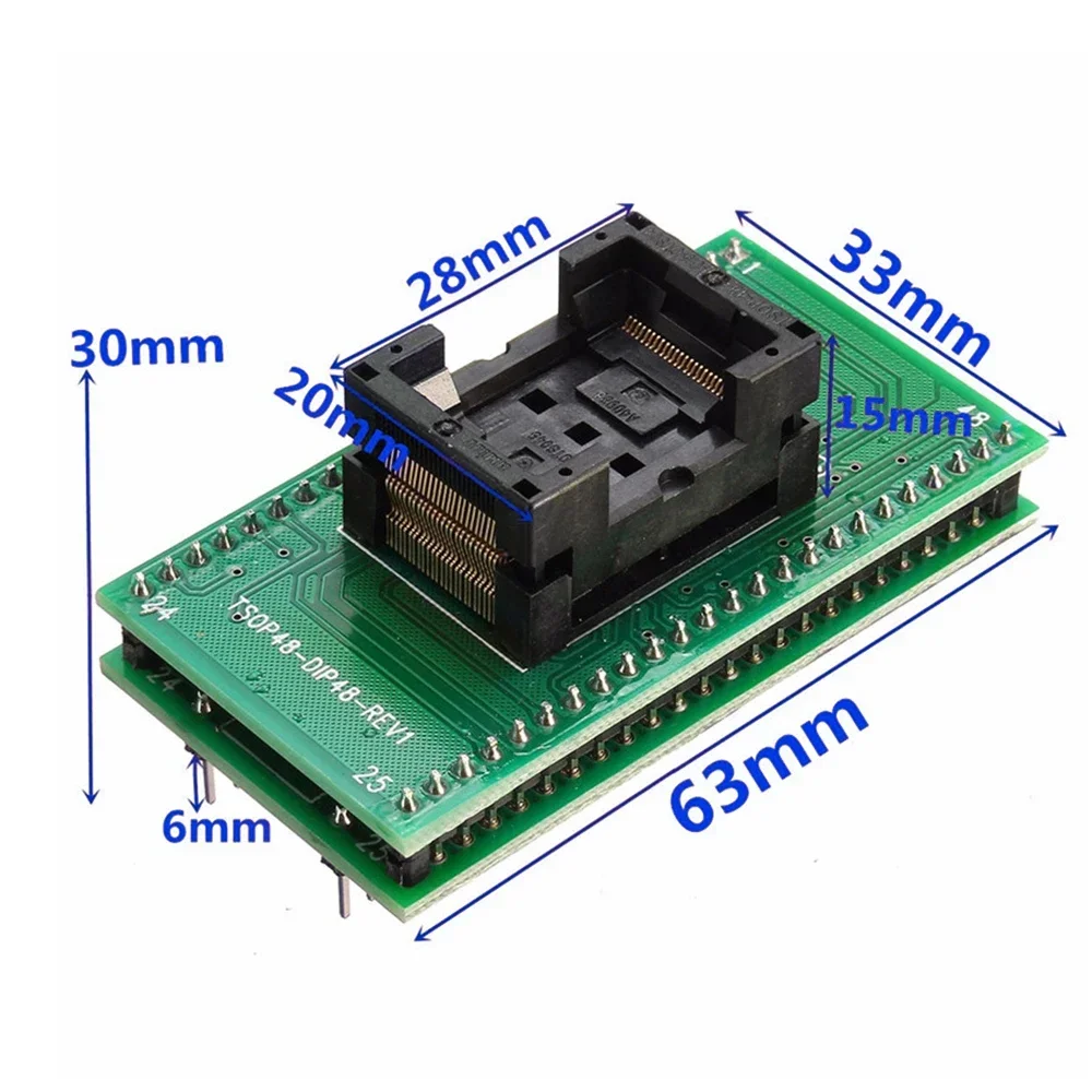 TSOP48 to DIP48 Adapter TSOP48 Socket TSOP-48-0.5-OTS04B for RT809F RT809H & For XELTEK USB Programmer Double Contact