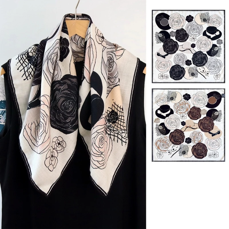 Echarpe-carree-de-70-cm-en-soie-et-laine-double-face-de-differentes-couleurs-motif-camelia-pour-femme-polyvalente-chale-en-laine-et-soie-de-qualite-superieure-accessoire-pour-chapeau