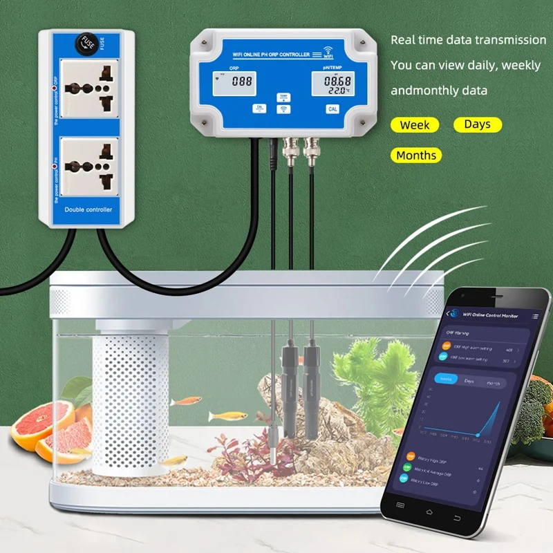 W2839 3-in-1 wifi vize minőségű detektor PH/ORP/TEMP electrode BNC típusa Hézagmérő számára Akvárium hydroponics Képellenőrző